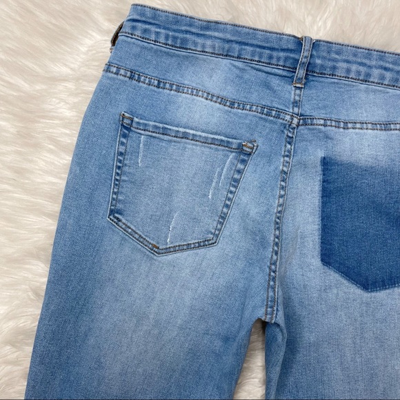 For The Republic • Distressed Fringe Hem Stretchy Denim Jeans - Picture 11 of 14